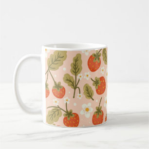 Mug Joli motif sans couture de fraise rouge dessiné à