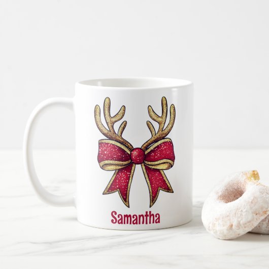 Mug Joli Noël à la corne de rennes personnalisée (Avec donut)