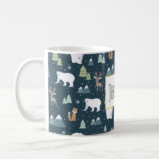 Mug Joli Noël Animaux d'hiver Motif rustique (Gauche)