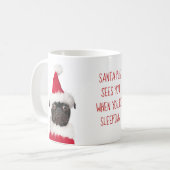 Mug Joli Noël Carlin noir Chiot Père Noël vous voit (Devant gauche)