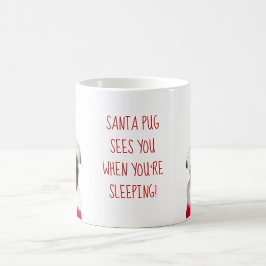 Mug Joli Noël Carlin noir Chiot Père Noël vous voit (Centre)