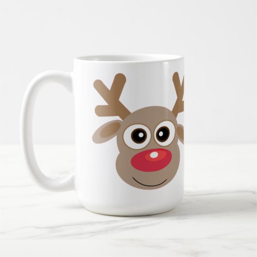 Mug Joli Noël Cartoon Reinder Hiver Blanc Blanc (Gauche)