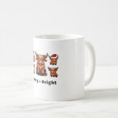 Mug Joli Noël de vache Highland Joyeux et brillant, Sc (Devant droit)