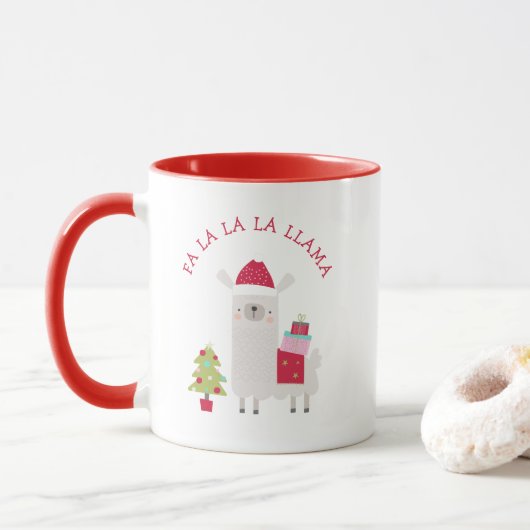 Mug Joli Noël Fa La La La Lama Rouge (Avec donut)