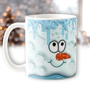 Mug Joli Noël Mélange Snowman visage Nom bleu