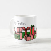 Mug Joli Noël Moderne Rouge Rose (Devant gauche)
