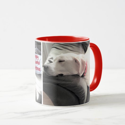 Mug Joli Noël Pacifique Blanc Chien Chien Chien Rouge (Devant droit)