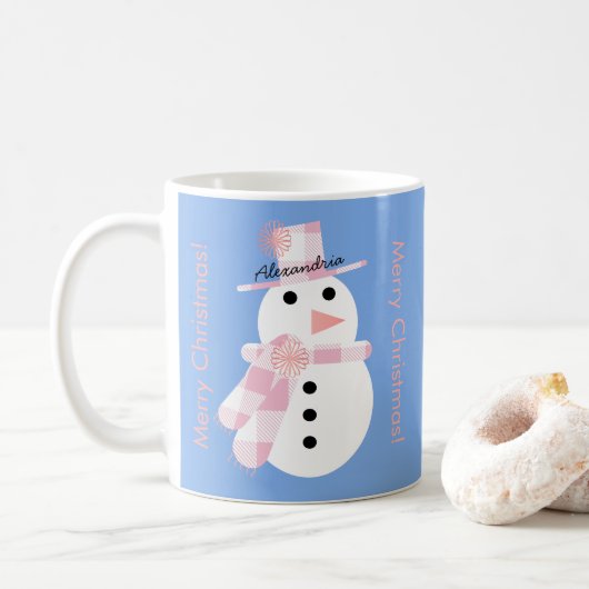 Mug Joli Noël personnalisé Snowman (Avec donut)
