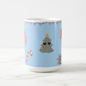 Mug Joli Noël Rétro Nostalgique Pastel Bleu Clair (Centre)