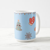 Mug Joli Noël Rétro Nostalgique Pastel Bleu Clair (Devant droit)