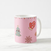 Mug Joli Noël Rétro Rose Pastel Nostalgique (Devant droit)