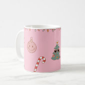 Mug Joli Noël Rétro Rose Pastel Nostalgique (Devant gauche)