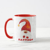 Mug Joli Noël Rouge Casquette Gnome Personnalisé (Gauche)