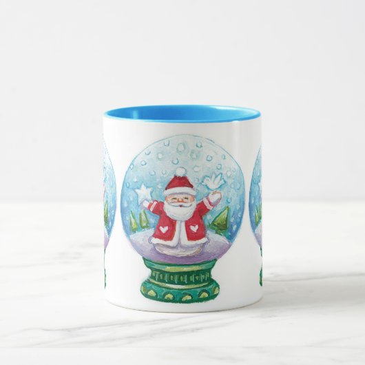 Mug Joli Noël Snowglobe Père Noël, Étoile, Oiseau (Centre)