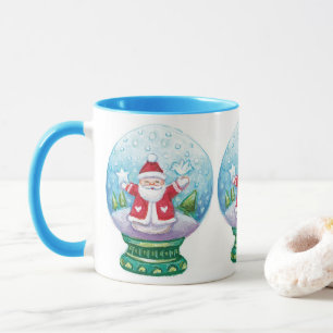 Mug Joli Noël Snowglobe Père Noël, Étoile, Oiseau