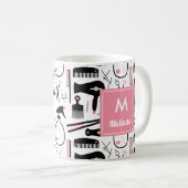 Mug Joli noir blanc cheveux Styliste Motif Monogramme (Devant droit)