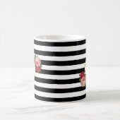 Mug Joli noir blanc rayé Roses Vintages Monogramme (Centre)