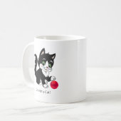 Mug Joli noir blanc tuxedo kitty cat & rouge ball (Devant gauche)