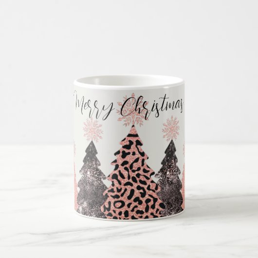 Mug Joli noir rose Joyeux arbres de Noël de Noël de va (Centre)