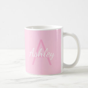 Mug Joli nom de fille monogrammé Rose pâle et blanc