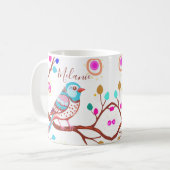 Mug joli oiseau coloré moderne (Devant gauche)