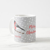 Mug Joli oiseau de Noël Pinson boréal et nom (Devant gauche)