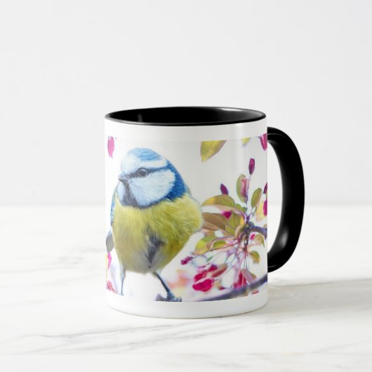 Mug Joli Oiseau jaune et bleu - Art animalier (Devant droit)