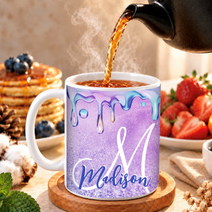 Mug Joli ombre violet rose pailleté licorne monogramme