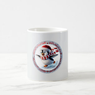 Mug Joli ornement de Noël de pingouin de patinage sur
