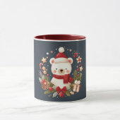 Mug Joli ours de Noël/d'hiver en couronne (Centre)