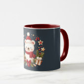 Mug Joli ours de Noël/d'hiver en couronne (Devant droit)
