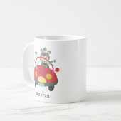 Mug Joli Ours de Noël Snowman Red Car Nom personnalisé (Devant gauche)