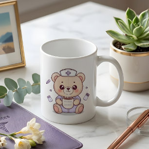 Mug Joli ours en peluche infirmière aimant le café