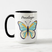 Mug Joli Papillon Bleu • Nom personnalisable (Gauche)