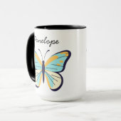 Mug Joli Papillon Bleu • Nom personnalisable (Devant gauche)
