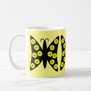Mug Joli Papillon floral noir et jaune