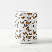 Mug Joli Papillons orange Nom personnalisé (Centre)