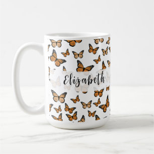 Mug Joli Papillons orange Nom personnalisé