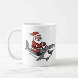 Mug Joli Père Noël chevauchant un requin Noël drôle