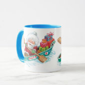 Mug Joli Père Noël de dessin animé mignon dans un bate (Devant gauche)