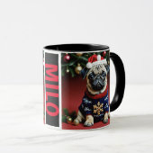 Mug Joli Petit Carlin À Noël (Devant droit)