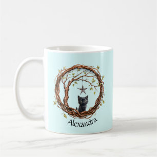 Mug Joli petit chaton noir regardant une étoile