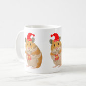 Mug Joli petit Hamster de Noël tenant un cadeau (Devant gauche)