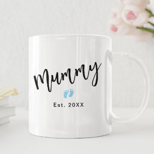 Mug Joli Pieds de Bébé Bleu Écriture Mummy Année de Fo
