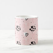 Mug Joli Pink Blush Blanc Coeurs Noirs Monogramme (Centre)