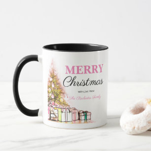 Mug Joli Pink Holiday Tree Joyeux Noël Party Favoriser