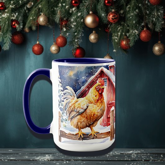 Mug Joli poulet de Noël rustique