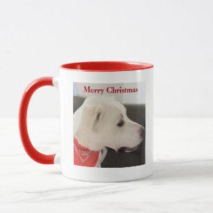 Mug Joli profil de chien blanc Orange rouge Noël