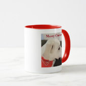 Mug Joli profil de chien blanc Orange rouge Noël (Devant droit)