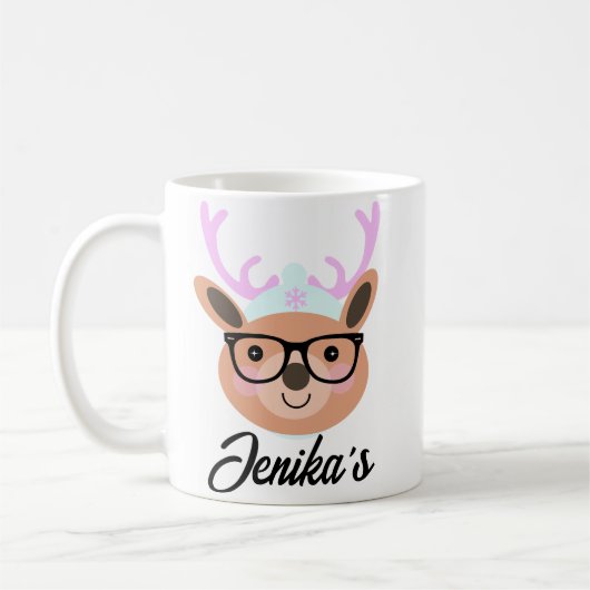 Mug Joli Reindeer Noël Écharpe Casquette lunettes amus (Gauche)